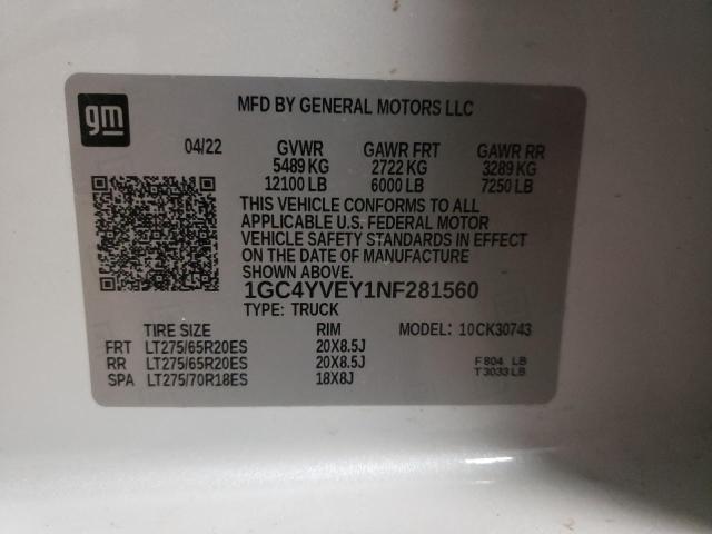 2022 CHEVROLET 3500 1GC4YVEY1NF281560