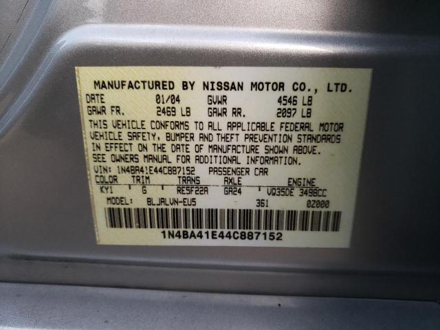 1N4BA41E44C887152 Nissan MAXIMA SE