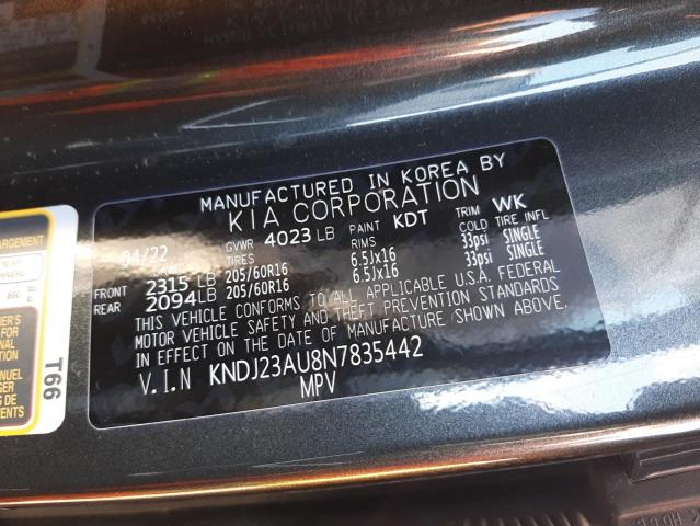 KNDJ23AU8N7835442 KIA SOUL LX
