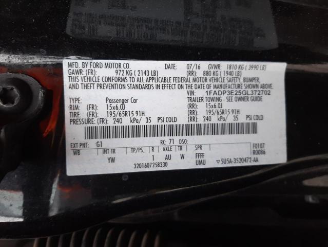 1FADP3E25GL372702 Ford FOCUS S