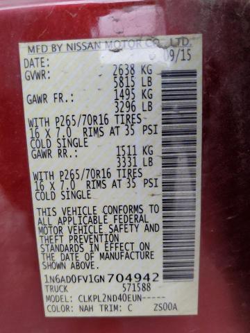 1N6AD0FV1GN704942 Nissan Frontier Sv