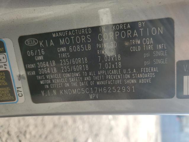 KNDMC5C17H6252931 KIA SEDONA EX