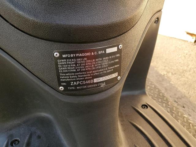 2019 VESPA PIAGGIO ZAPC546B8K7000870