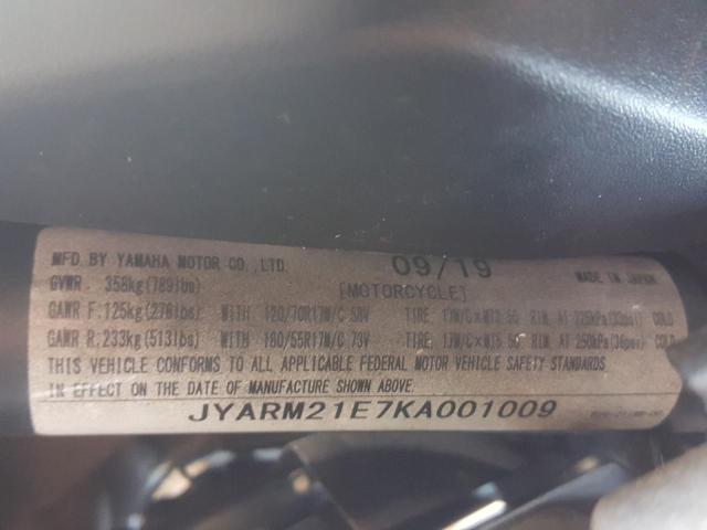 2019 YAMAHA XSR700 JYARM21E7KA001009
