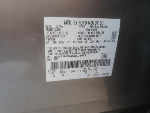 2LMTJ6KR4GBL78985 Lincoln Mkx Select