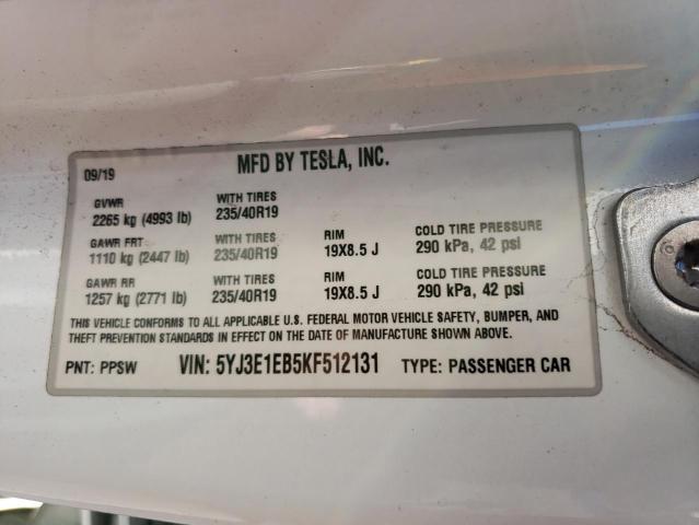 5YJ3E1EB5KF512131 Tesla MODEL 3