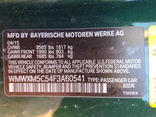 WMWXM5C54F3A60541 Mini Cooper