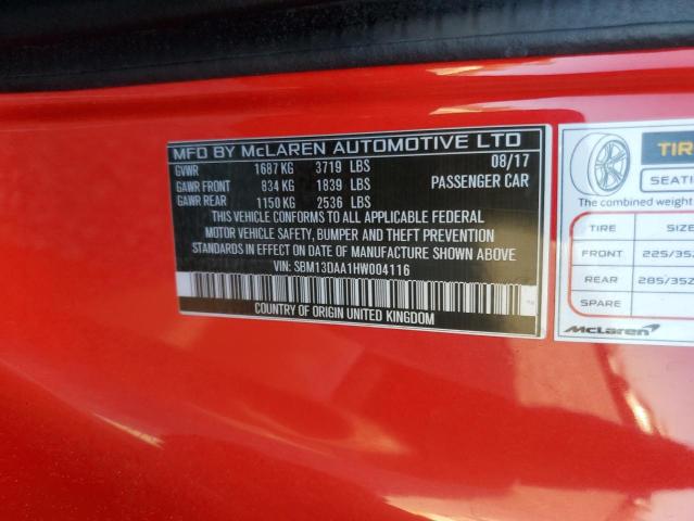 2017 MCLAREN AUTOMOTIVE 570S SBM13DAA1HW004116