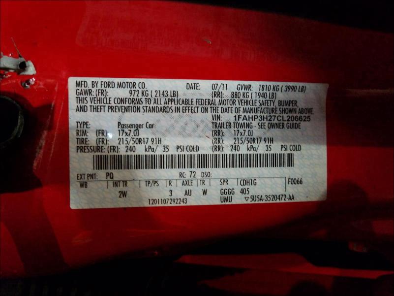 2012 FORD FOCUS SEL 1FAHP3H27CL206625