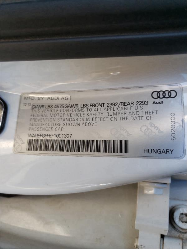 2015 AUDI A3 PREMIUM WAUEFGFF6F1001307