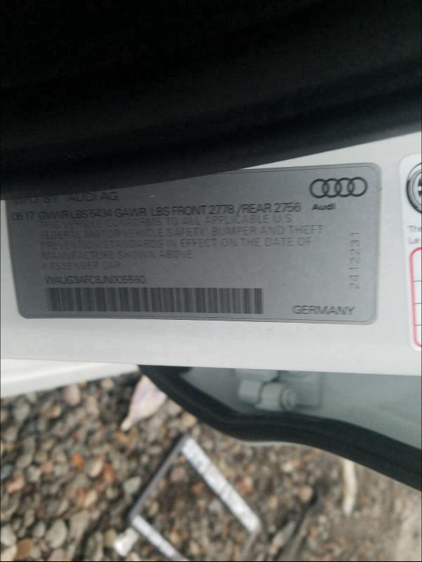 2018 AUDI A6 PREMIUM WAUG3AFC8JN005560