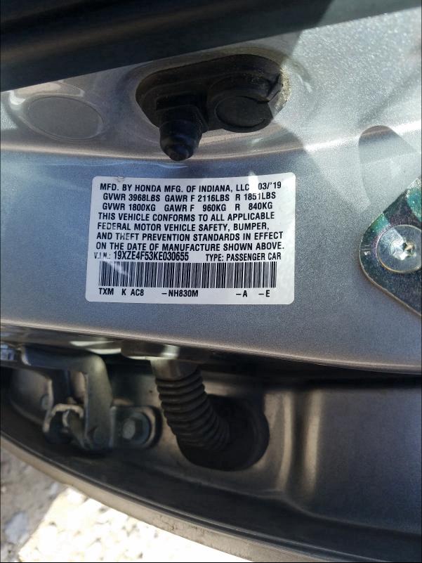 2019 HONDA INSIGHT EX 19XZE4F53KE030655