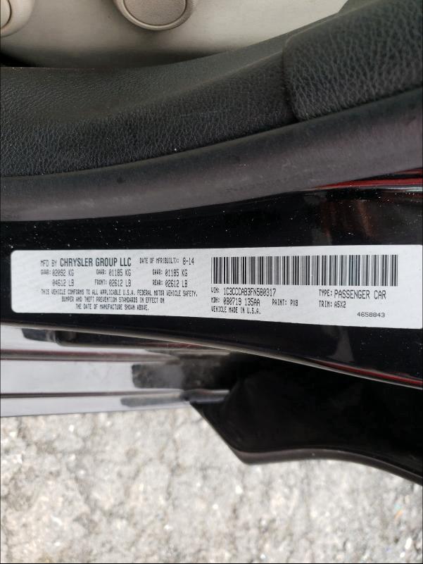 1C3CCCAB3FN580317 2015 Chrysler 200 Limite 2.4L