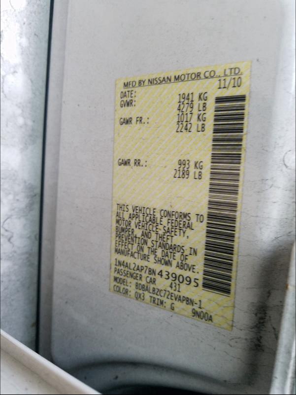 2011 NISSAN ALTIMA BAS 1N4AL2AP7BN439095