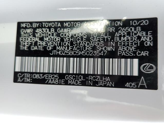 2021 LEXUS RC 350 BAS JTHGZ5BC5M5023547