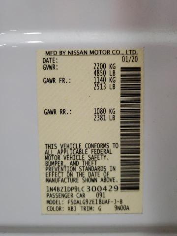 2020 NISSAN LEAF SL PL 1N4BZ1DP9LC300429