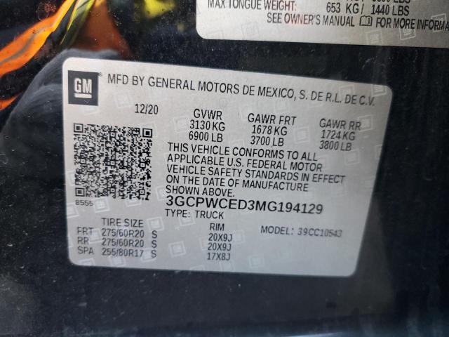 2021 CHEVROLET SLVRD 1500 3GCPWCED3MG194129