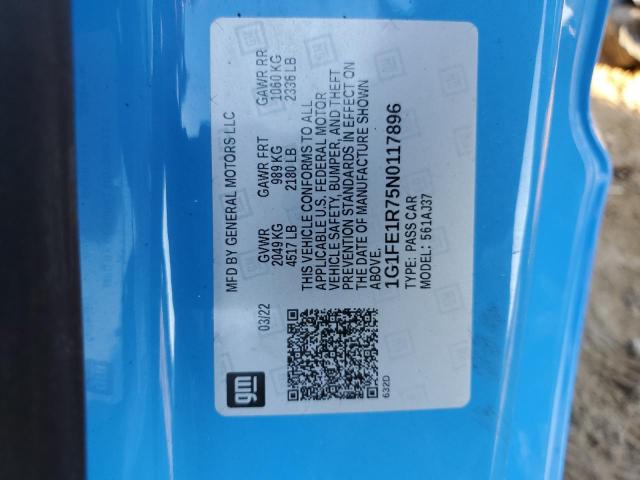 2022 CHEVROLET CAMARO LT1 1G1FE1R75N0117896