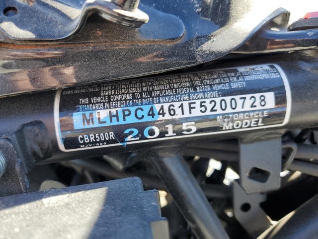 2015 HONDA CBR500 R - MLHPC4461F5200728