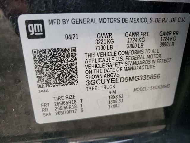 2021 CHEVROLET SILVERADO2 3GCUYEED5MG335856