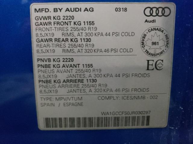 2018 AUDI Q3 TECHNIK WA1GCCFS0JR030297