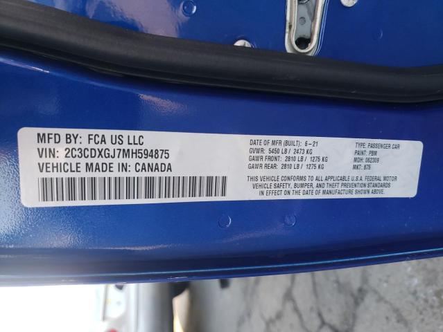 Auction sale of the 2021 DODGE CHARGER , vin: 2C3CDXGJ7MH594875, lot number: 72755582
