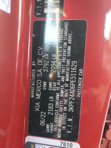 3KPF24AD6PE511629 KIA FORTE LX