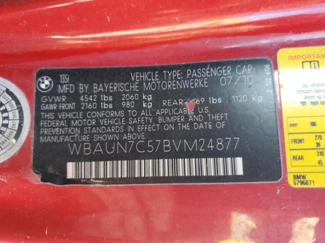 WBAUN7C57BVM24877 BMW 135 I