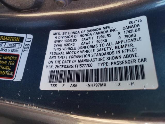 2015 HONDA CIVIC - 2HGFG3B51FH527700