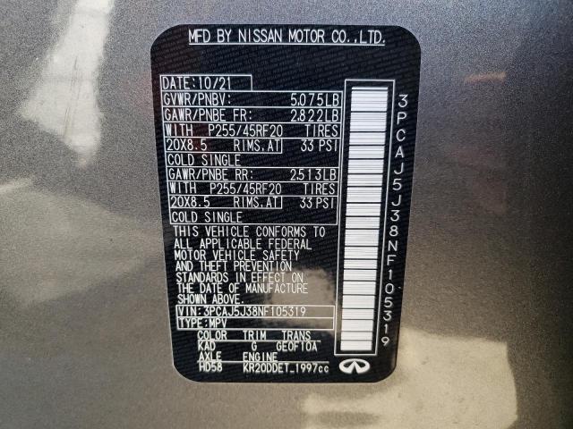 2022 INFINITI QX55 LUXE 3PCAJ5J38NF105319