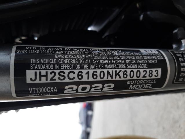 2022 HONDA VT1300 CX JH2SC6160NK600283