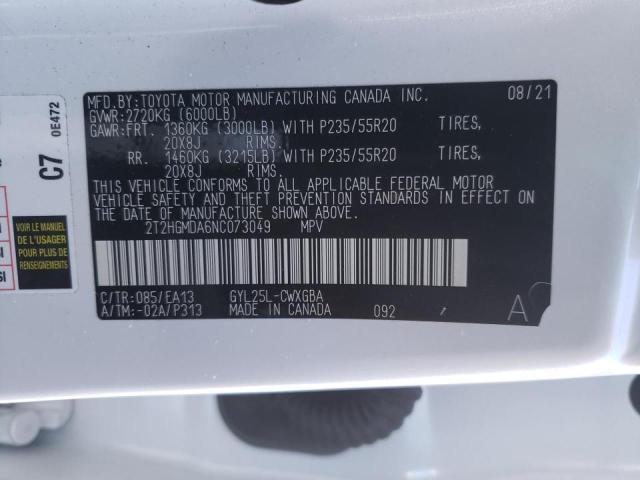 2022 LEXUS RX 450H 2T2HGMDA6NC073049