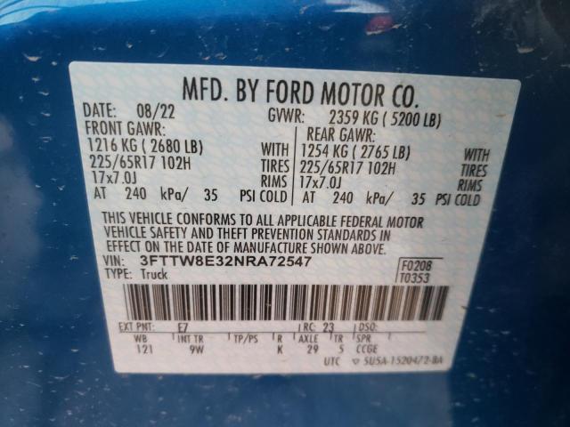 2022 FORD MAVERICK X - 3FTTW8E32NRA72547