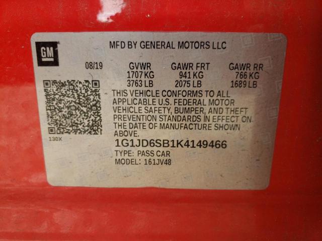 1G1JD6SB1K4149466 Chevrolet Sonic LT 10