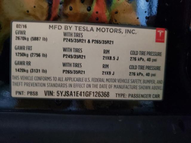 2016 TESLA MODEL S - 5YJSA1E41GF126368