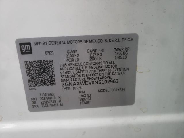 2022 CHEVROLET EQUINOX RS 3GNAXWEV0NS102963