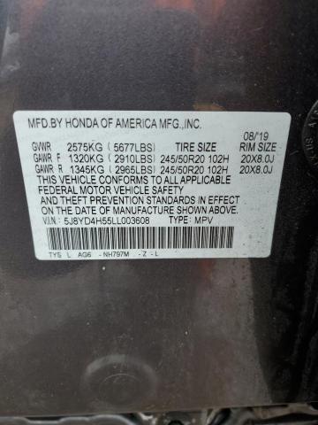 2020 ACURA MDX TECHNO - 5J8YD4H55LL003608