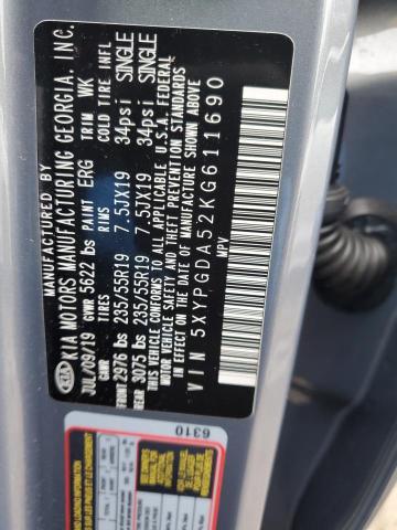 5XYPGDA52KG611690 KIA SORENTO LX