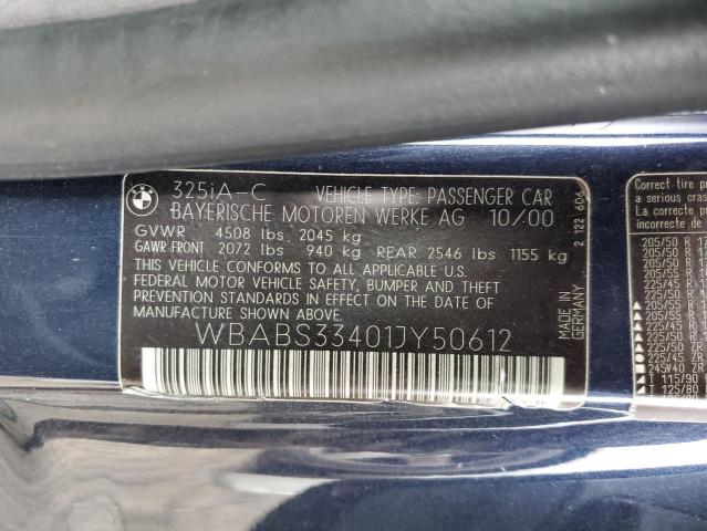 WBABS33401JY50612 BMW 325 CI