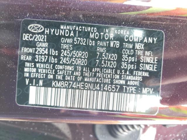 2022 HYUNDAI PALISADE C - KM8R74HE9NU414657
