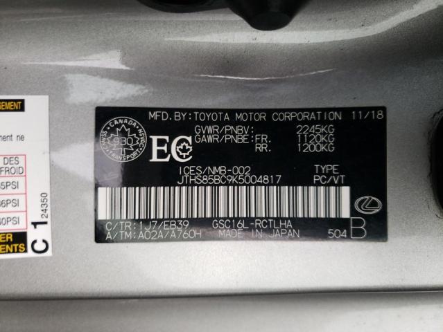 2019 LEXUS RC 300 JTHS85BC9K5004817
