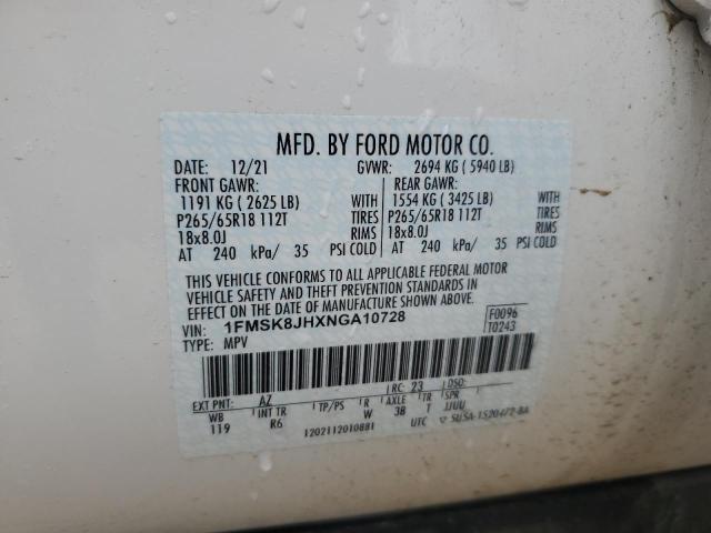 2022 FORD EXPLORER T 1FMSK8JHXNGA10728