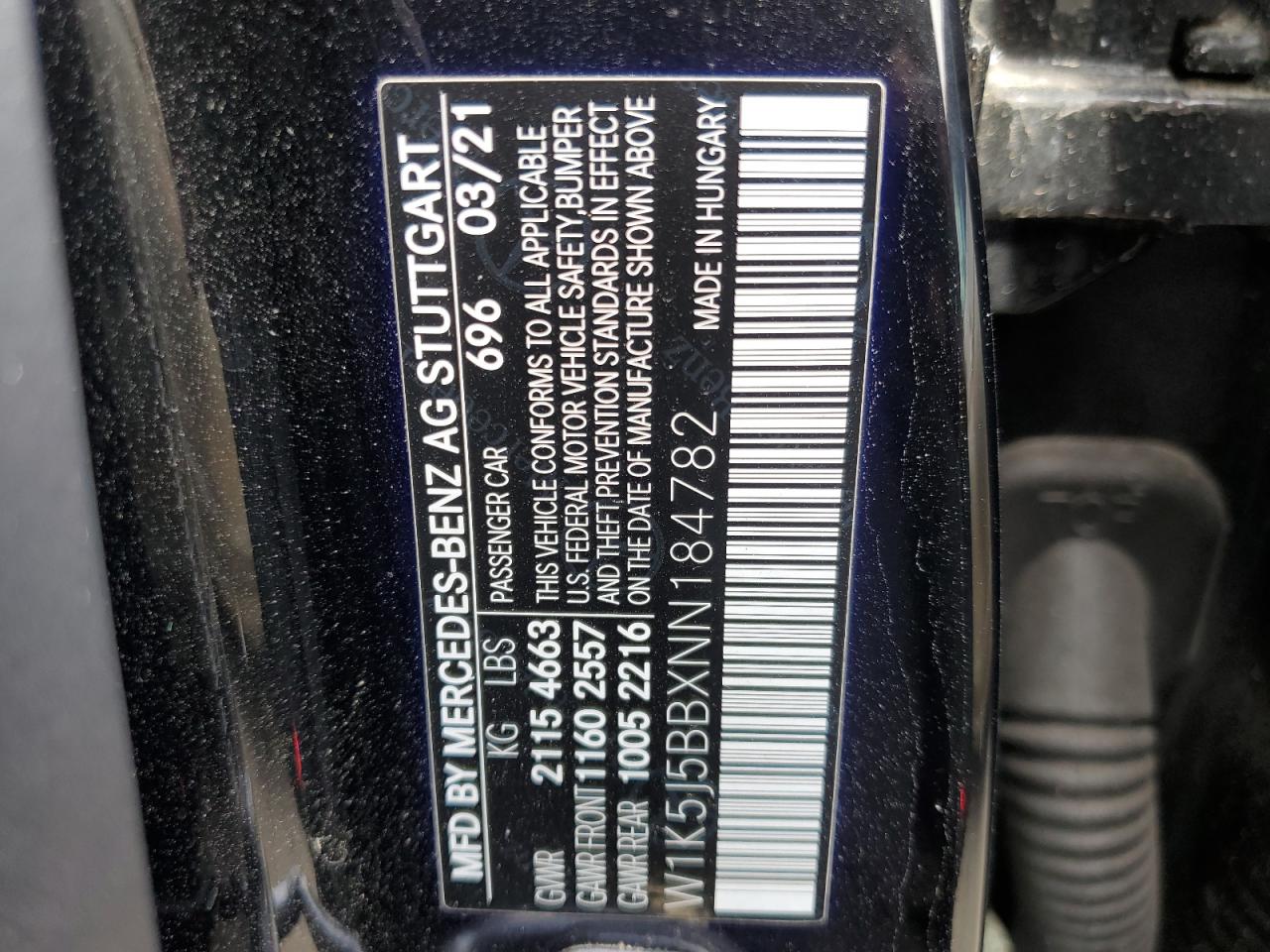 W1K5J5BBXNN184782 MERCEDES-BENZ CLA-CLASS 2022