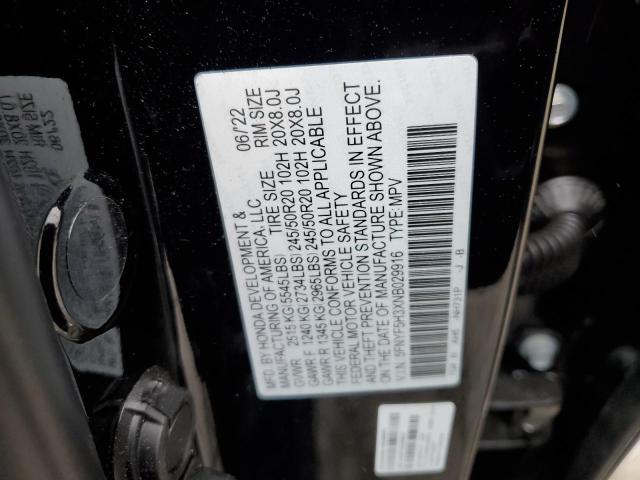 2022 HONDA PILOT SPOR 5FNYF5H3XNB029916