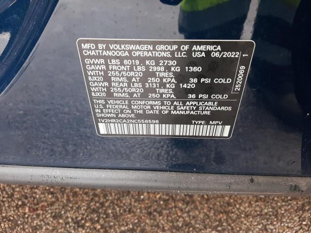 1V2HR2CA2NC556596 | 2022 VOLKSWAGEN ATLAS SE