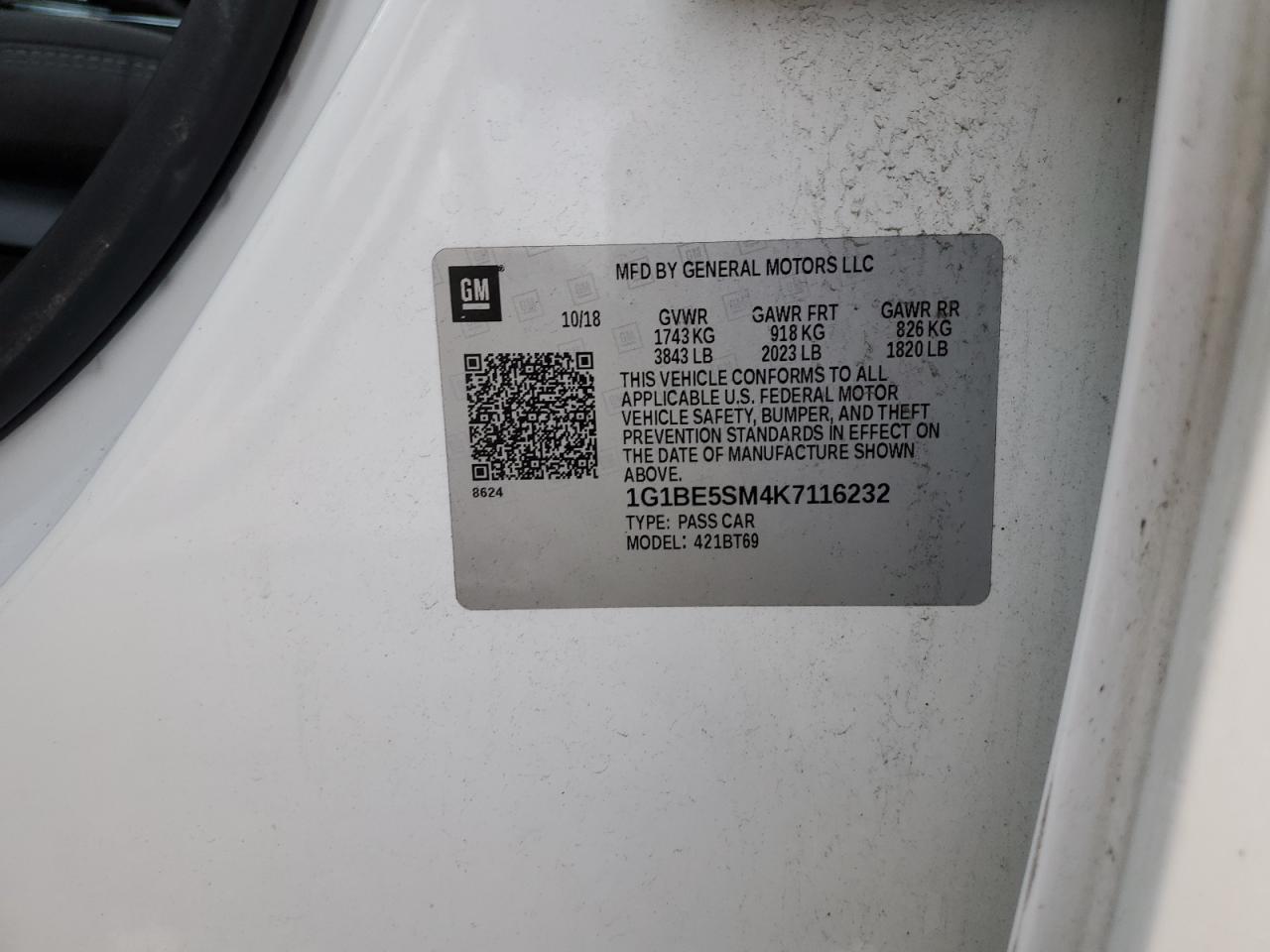 1G1BE5SM4K7116232 CHEVROLET CRUZE 2019