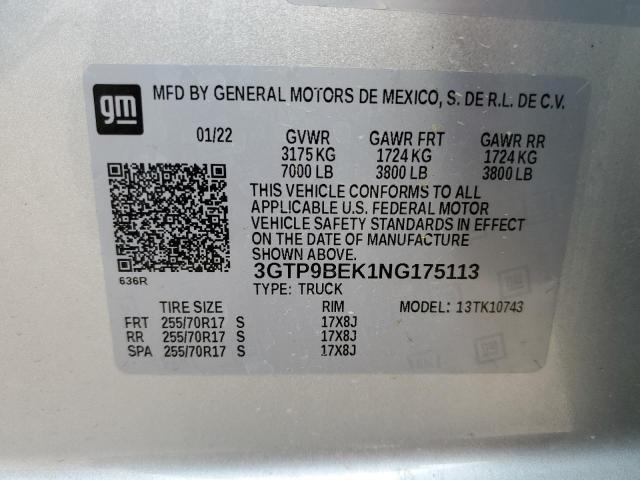 2022 GMC SIERRA LIM 3GTP9BEK1NG175113