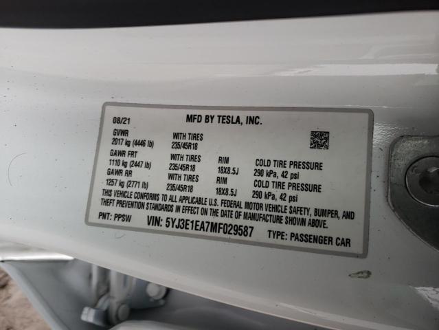 2021 TESLA MODEL 3 - 5YJ3E1EA7MF029587