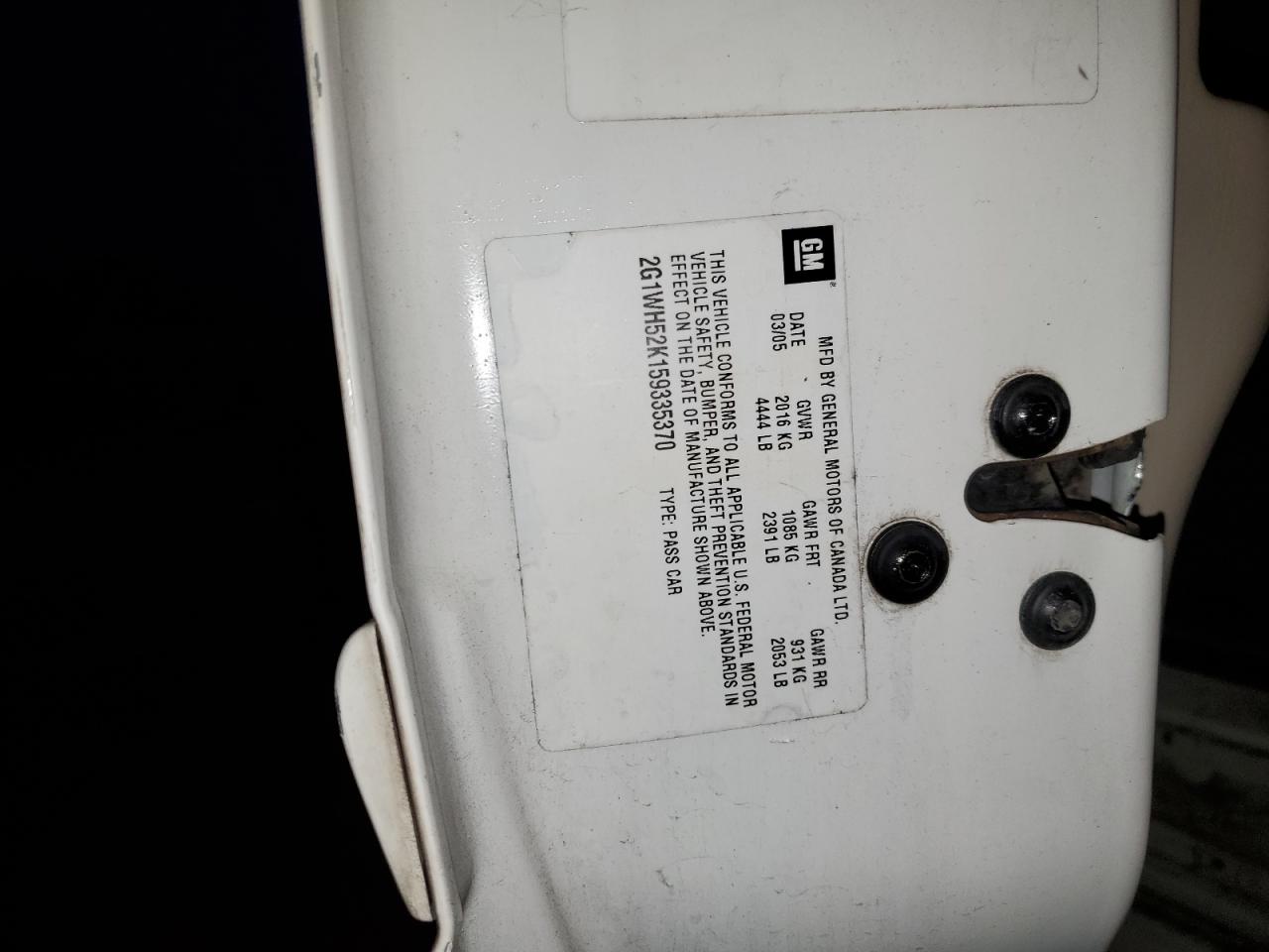 2005 Chevrolet Impala Ls VIN: 2G1WH52K159335370 Lot: 73517172