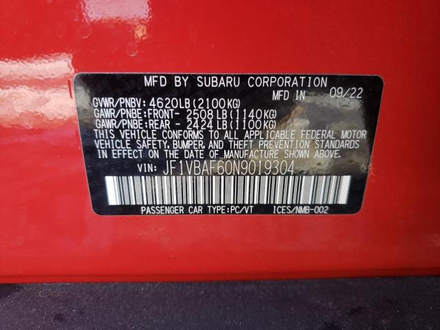 2022 SUBARU WRX PREMIU - JF1VBAF60N9019304